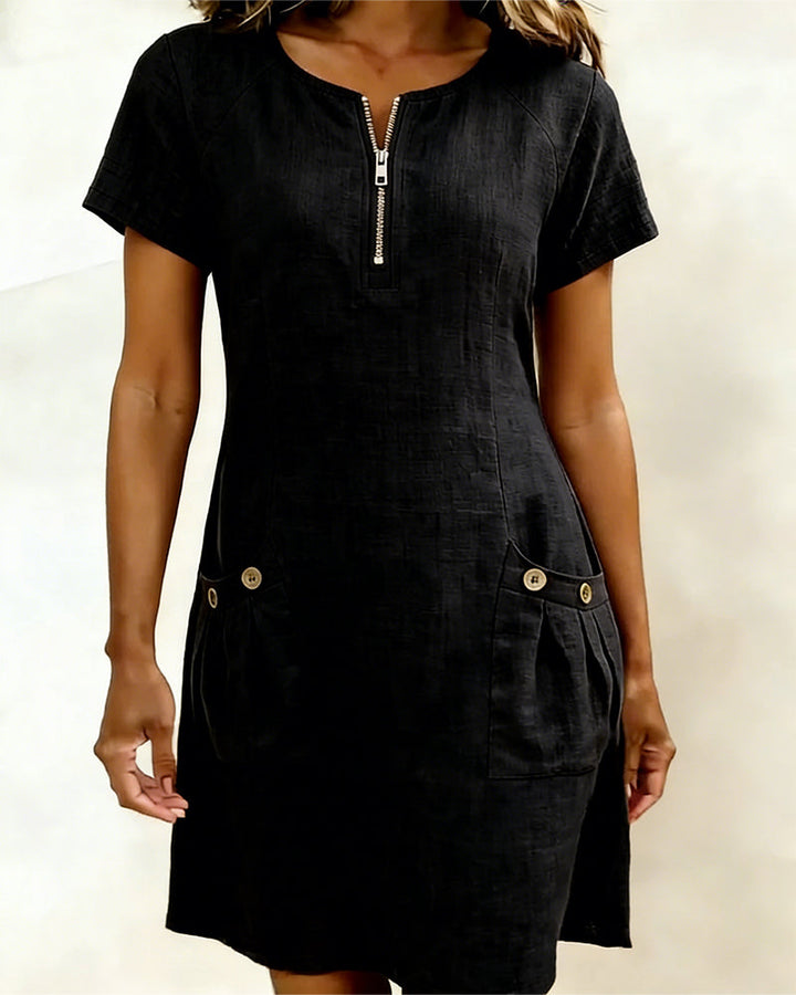Romy | Cotton dress with zipper