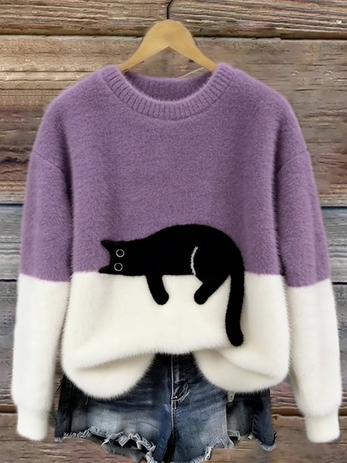 Caitlin | Cat Graphic Casual Sweater