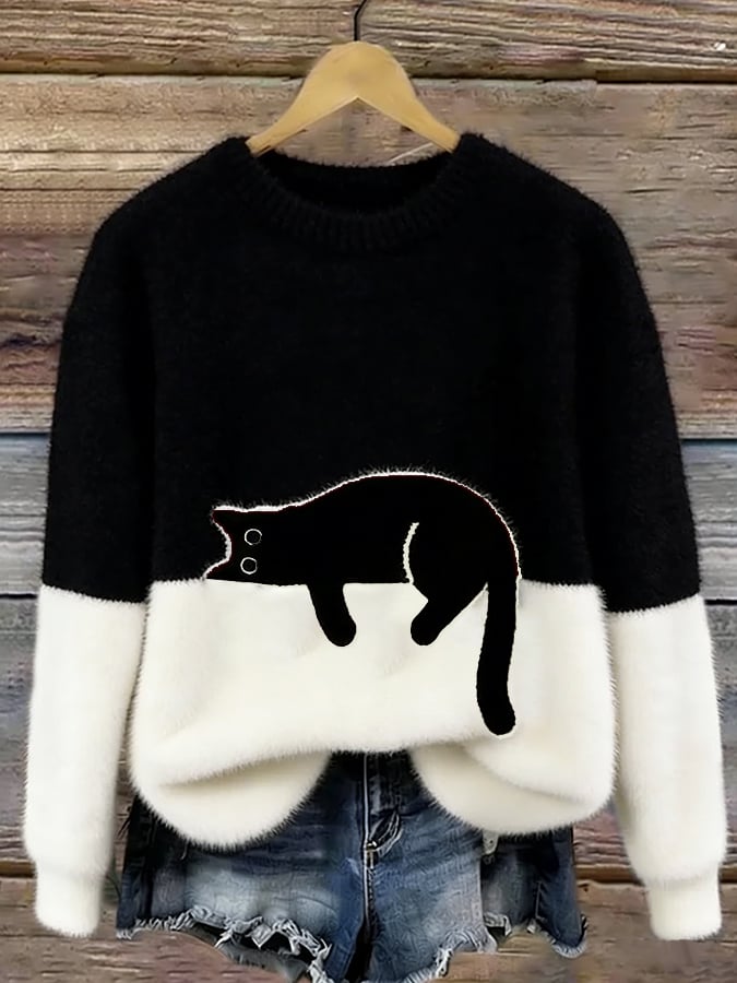 Caitlin | Cat Graphic Casual Sweater