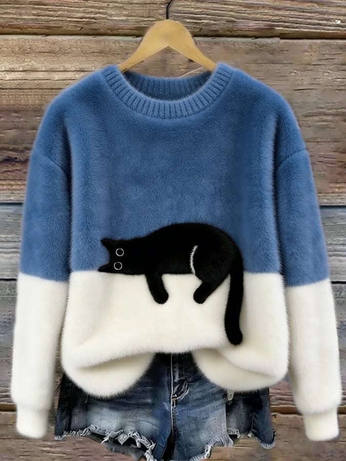 Caitlin | Cat Graphic Casual Sweater