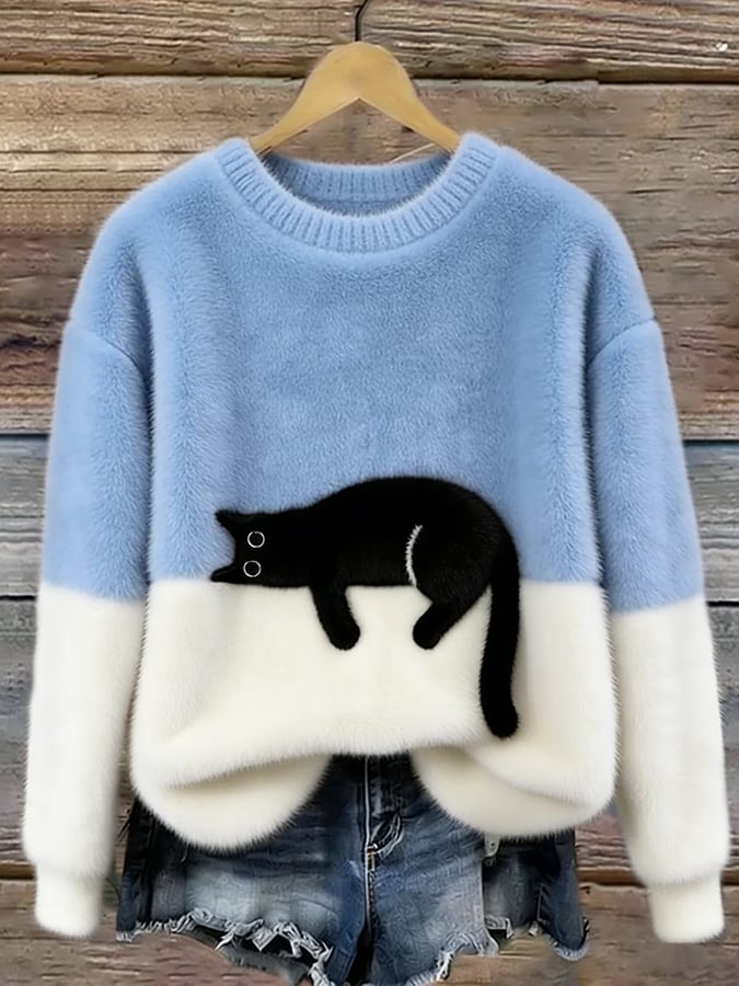 Caitlin | Cat Graphic Casual Sweater