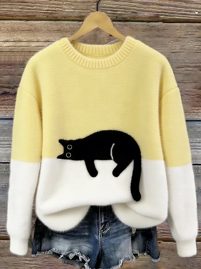Caitlin | Cat Graphic Casual Sweater
