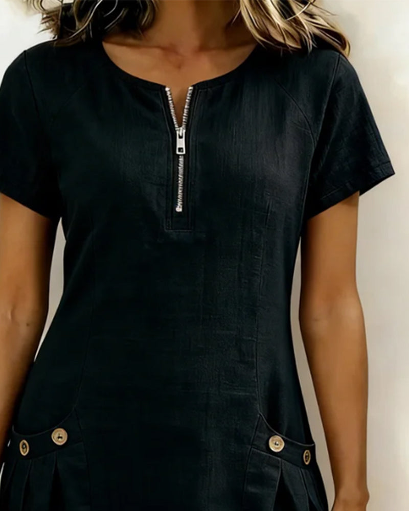 Romy | Cotton dress with zipper