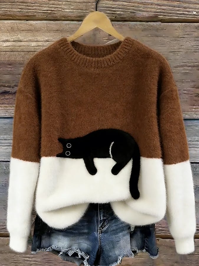 Caitlin | Cat Graphic Casual Sweater