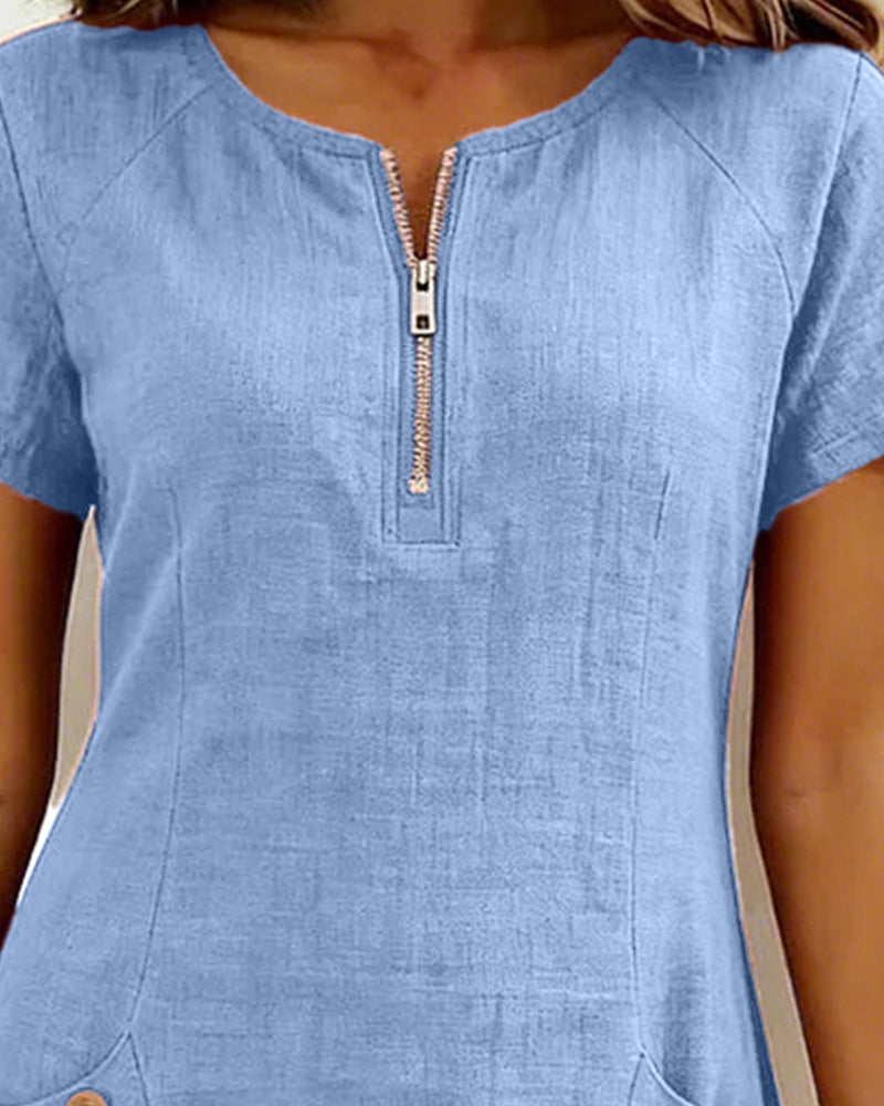 Romy | Cotton dress with zipper