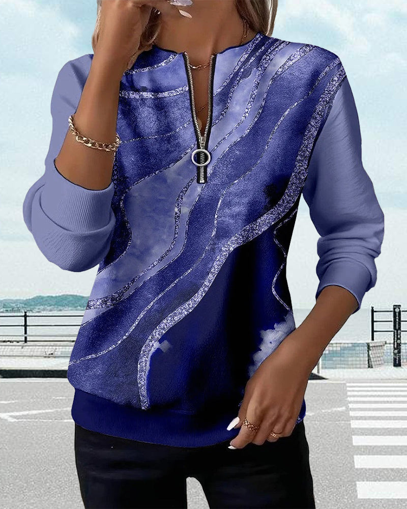 Mila | Half-zip sweatshirt with vintage print