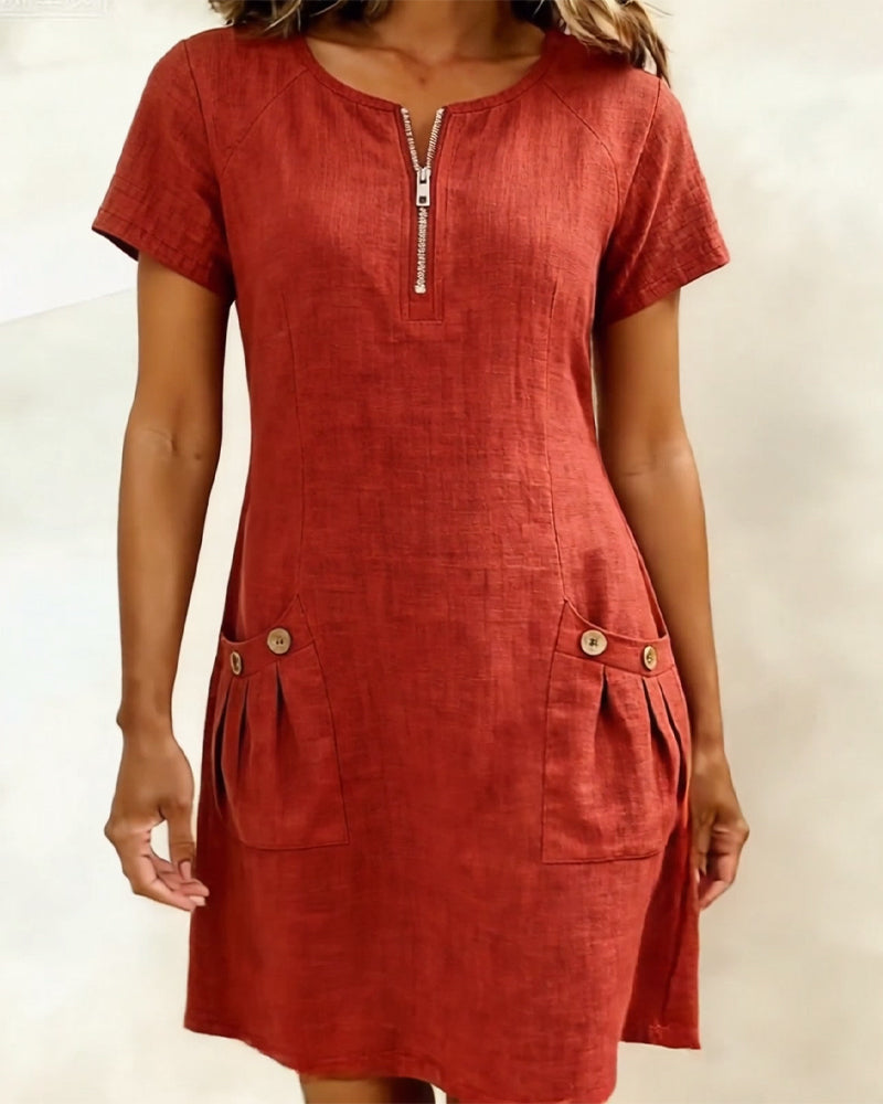 Romy | Cotton dress with zipper