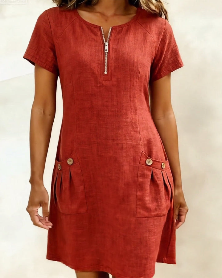 Romy | Cotton dress with zipper