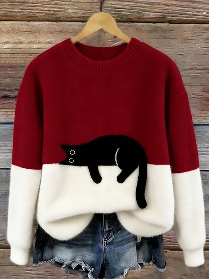 Caitlin | Cat Graphic Casual Sweater