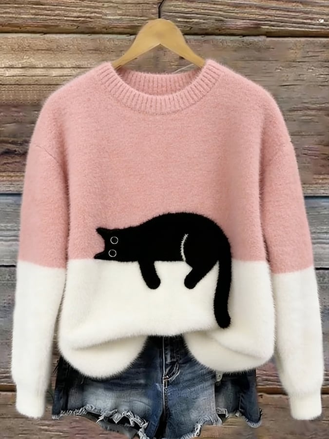 Caitlin | Cat Graphic Casual Sweater