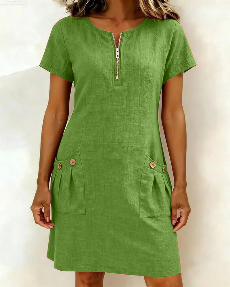 Romy | Cotton dress with zipper