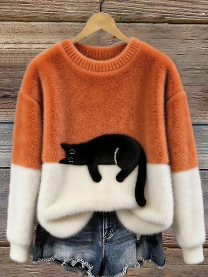 Caitlin | Cat Graphic Casual Sweater