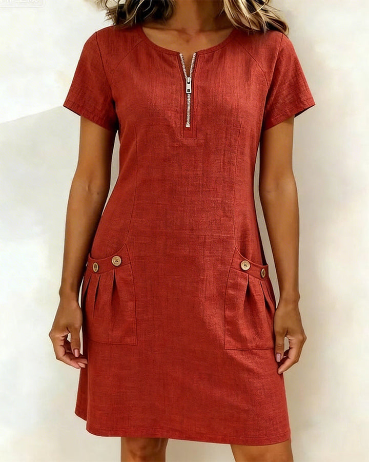 Romy | Cotton dress with zipper